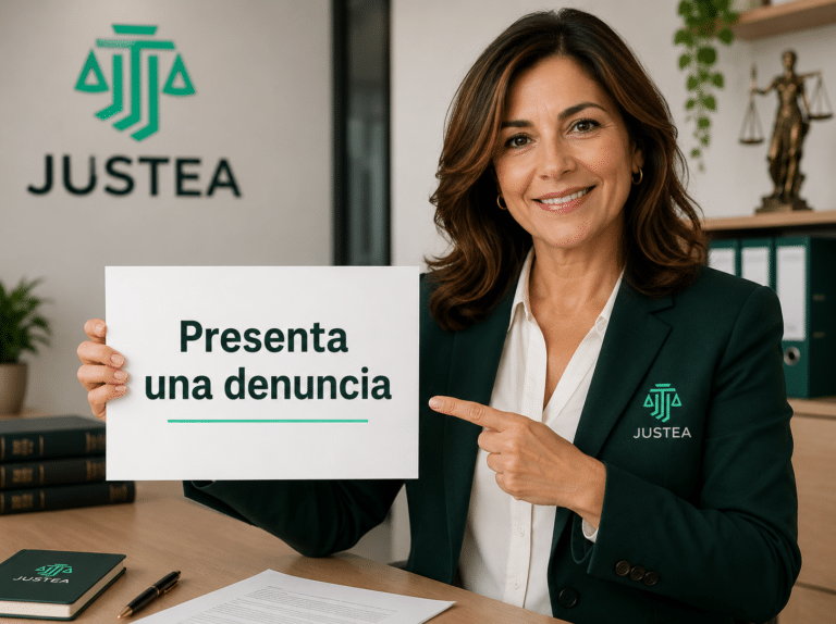 Ejecutiva de Justea indicando la importancia de presentar una denuncia tras sufrir un fraude bancario, smishing o una operación no autorizada.
